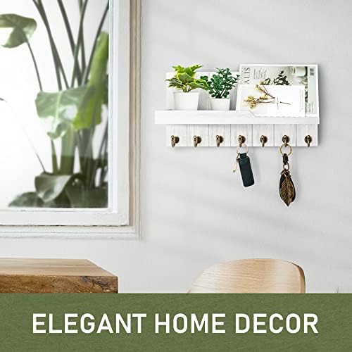 Rebee Vision Key Holder Wall Mount with 7 Hooks for Home Decor, White - Image 2