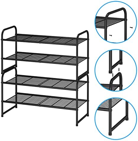 Simple Trending 2-Tier Stackable Shoe Rack, Black - Image 4