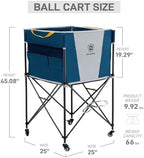 EVER ADVANCED Rolling Ball Storage Cart Lockable Wheels, 33x22.8in/45x25in Collapsible Garage Sports Equipment Organizer for Volleyball Basketball Tennis Toy Storage Multi-Sport Family Gym - Image 7
