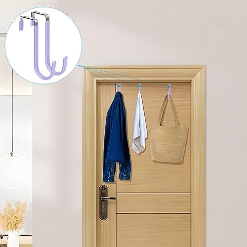 FYY Over the Door Hooks, Single-Hanger 4 Pack, Fits Doors 1 3/8" Lavender - Image 6