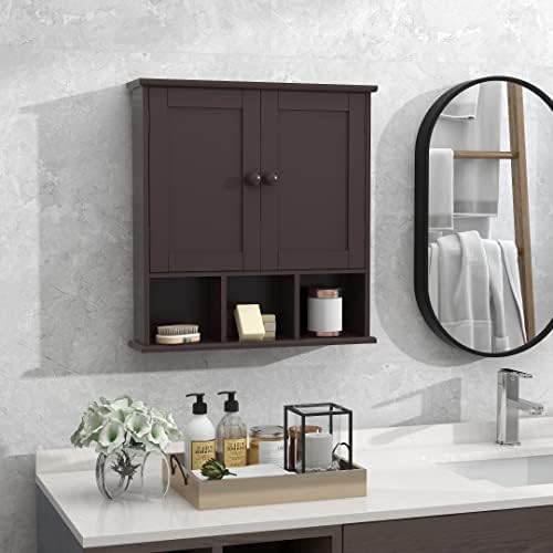 TaoHFE Brown Medicine Cabinets,Bathroom Wall Cabinet with 2 Door - Image 2