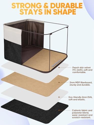 BALEINE 2 Pack Fabric Closet Storage Bins for Shelves, Linen Closet Organizers and Storage, Decorative Baskets for Organizing, Shelf, Clothes, Home, Office (Black, 12"x8"x8") - Image 3