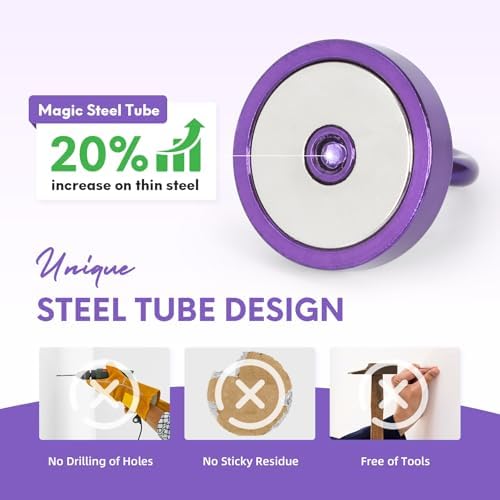 Neosmuk Magnetic Hooks Steel Tube Design for Cruise,130lb+ Purple,10 Pack - Image 3