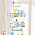 Consumest Over The Door Shower Caddy - 3 Tier Shower Shelves Hanging with Soap Holders, Large Capacity Shower Organizer with 6 Hooks, Bathroom Rack and Storage, Silver by Consumest