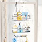 Consumest Over The Door Shower Caddy - 3 Tier Shower Shelves Hanging with Soap Holders, Large Capacity Shower Organizer with 6 Hooks, Bathroom Rack and Storage, Silver by Consumest