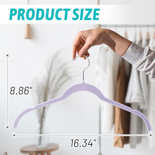 Sishynio Velvet Hangers 30 Pack, Non-Slip Slim Felt Clothes Hangers Purple | Space-Saving Closet Organization; Flocked Surface; 360° Swivel Hooks; For Shirts, Coats, Dresses, Blouses - Image 6