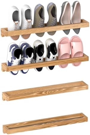 Nisorpa 30 Inch Rustic Burnt Wood Hanging Shoe Rack, Set of 4 by Nisorpa