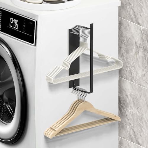 Magnetic Hanger Holder for Laundry Room, 1-Pack, Black by FODIENS