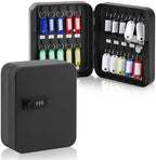 KYODOLED 20 Key Storage Lock Box with Code, Key Cabinet Organizer Wall Mount with Combination Lock, Hooks & Labels for Home, Office & Rental Properties, 7.87 x 6.3 x 3.14 in, Black by KYODOLED