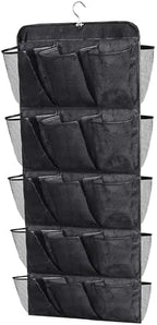 MISSLO 30 Large Pockets Dual Sided Hanging Shoe Rack for Closet Organizer with Rotating Hanger Hanging Shoe Shelves, Black by MISSLO