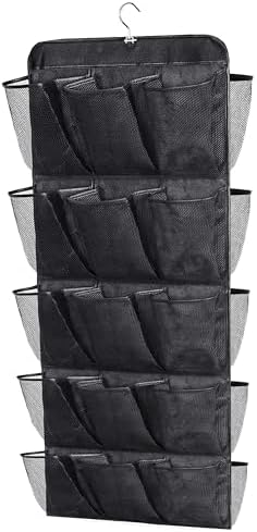 MISSLO 30 Large Pockets Dual Sided Hanging Shoe Rack for Closet Organizer with Rotating Hanger Hanging Shoe Shelves, Black by MISSLO
