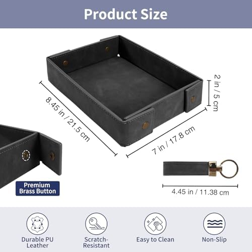 SITHON Valet Tray for Men Premium PU Leather Catchall Tray - Image 5