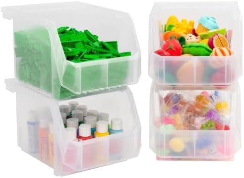 ReadySpace Medium-Tall Stackable Plastic Storage Bins, 4-Pack, Clear by Akro-Mils