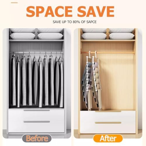 SEVEN LUCKY LIGHT 3Pcs Cloud Ladder Pants Hangers Space Saving for Closet - Image 3