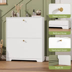 Nicetree Shoe Cabinet with 2 Flip Drawers, Narrow Shoe Organizer Cabinet, Freestanding Shoe Rack Cabinet, Modern Shoe Storage Cabinet for Entryway, Hallway, Foyer, White - Image 6