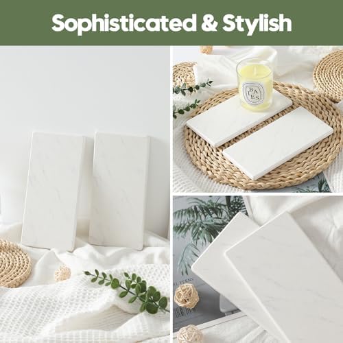 2PCS Diatomite Marble Stone Drying Mat for Kitchen Counter, Water Absorbing Soap Tray Stone Faucet Mat for Bathroom, Quick Dry Splash Guard Sink Protector, Vanity Dish Dispenser Sponge Holder, 8"x3.8" - Image 6