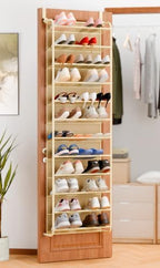 Whitmor 36 Pair Over the Door Shoe Rack,12 Tier Hanging Shoe Organizer with Metal Frame & Mesh Shelves, Heavy Duty Shoe Storage Holder for Door, No Drill Installation, 74" H x 21.7" W x 7.5" D, Beige by Whitmor