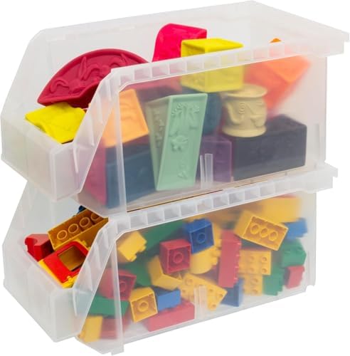 Akro-Mils ReadySpace Large Stackable Plastic Storage Bins, 6-Pack, Clear - Image 5