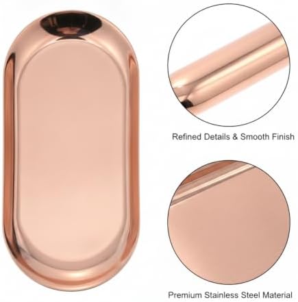 Oval Serving Tray, Stainless Steel Catchall for Keys Jewelry Snacks, Decorative Organizer for Vanity Entryway (1 PC) - Image 6