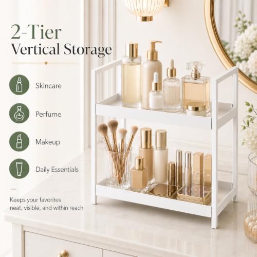 2 Tier Bathroom Counter Shelf Organizer for Skincare Makeup - Image 3