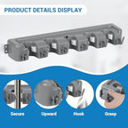 HOME MASTER HARDWARE (2 Pack 16 in Broom Mop Holder Garage Storage Organizer with 5 Racks 6 Hooks Adjustable Wall Mounted Storage Tool for Lanudry Garage Kitchen Garden - Image 3