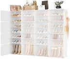Portable Shoe Rack Organizer with Door, 64 Pairs Shoe Storage Cabinet Easy Assembly, Plastic Adjustable Shoe Storage Organizer Stackable Detachable Free Standing DIY Expandable 8 Tier White by WEXCISEforTidyingHouse