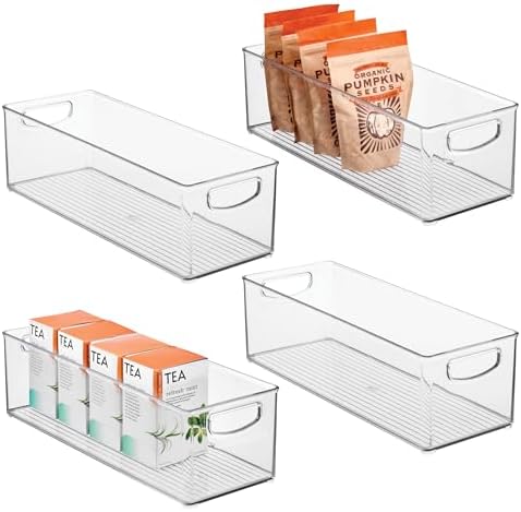 iDesign Plastic Stackable Pantry Bin with Handles, Set of 4, Clear by iDesign
