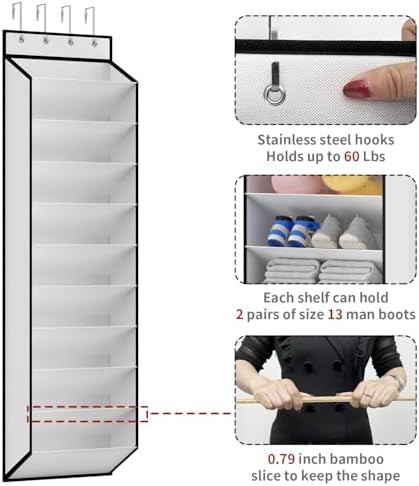 KEEPJOY 10 Tiers White Over Door Shoe Organizer Storage, Hanging Shoe Holder for Door with Large Deep Pockets, Fit 20-30 Pairs Shoe Rack for Sneakers, Boots (White) - Image 5