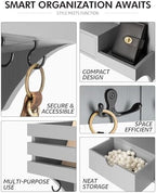 Rebee Vision Key Holder Wall Mount with Drawer & Shelf for Entryway, Gray - Image 5