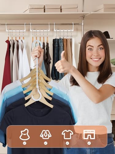 HOUSE DAY Space Saving Hangers 20 Pack, Closet Organizers and Storage | Closet Organizer Space Saver, Multifunctional Hangers for Small Closet, College Dorm Room Essentials for Girls, White - Image 2