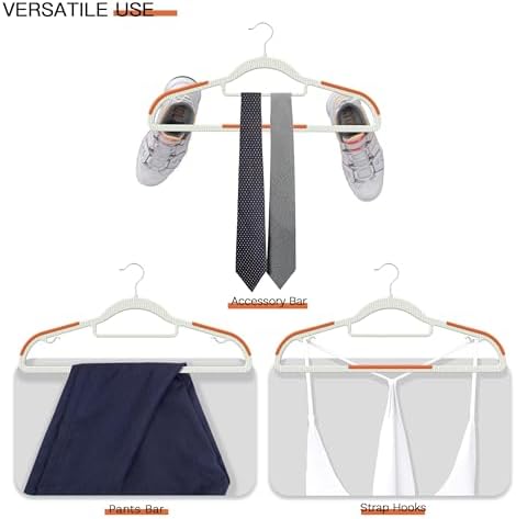 20 Pack Heavy Duty Plastic Hangers, Non Slip Clothes Hangers with Rubber Pads and 360° Hook - Thin Space Saving Hanger, Closet Organizer for Shirt, Pants, Suit, Skirt, Coat - Orange - Image 6