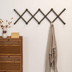 SKOLOO Hat Rack for Wall with 14 Hooks, Solid Wooden, Modern, Expandable Coat Rack Wall Mount for Coats, Hats, Bags, Baseball Caps, Dark Walnut Color - Image 4