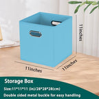 Black Foldable Storage Cubes Bins, Fabric Storage Box Cubes Organizer Baskets with Dual Handles for Home Organizer,Set of 6,(Blue) - Image 2