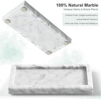 Natural Small Marble Vanity Tray, Stone Organizer for Bathroom & Kitchen - Image 3