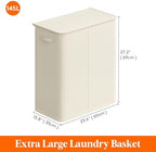 Lifewit Double Laundry Hamper with Lid, Removable Laundry Bags, Ivory White - Image 5