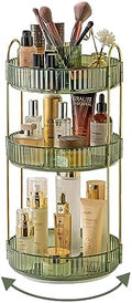 Asayuee 360 Rotating Makeup Organizer,3 Tier Large Capacity Make Up Organizers and Storage,Skincare Perfume Vanity Organizers,Bathroom Cosmetics Storage Organizer Countertop (Green) by Asayuee