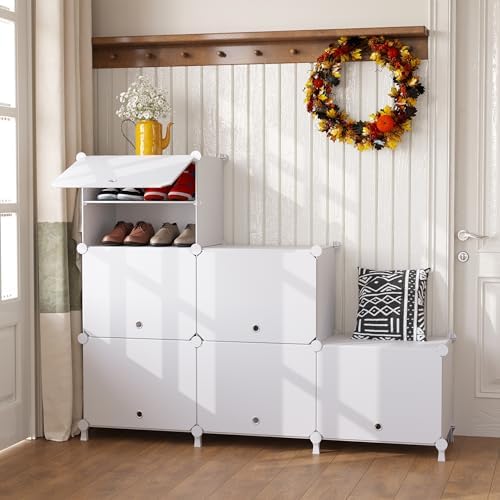 AWTATOS 6 Tiers Shoe Rack Organizer, 24 Pair Shoe Storage Cabinet, White - Image 4