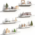upsimples Floating Shelves for Wall Decor Storage Rustic White,6Pcs 15.7'' by upsimples