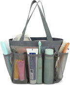 Fammart Mesh Shower Caddy Portable for College Dorm Room Essentials, Odorless Polyester Large Shower Tote Bag with Dual Handles, 8-Pocket Quick-Dry Toiletry Organizer for Travel, Beach, Camping, Gym by Fammart