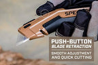 Spec Ops Tools Utility Knife for Cutting Drywall, Roofing & Jobsite Materials, Includes 5 Blades in Handle Storage, Retractable Blade - Image 3