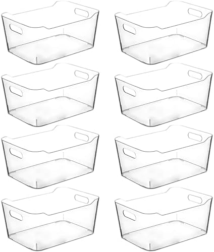 CONTROL KITCHEN Clear Plastic Storage Bins for Kitchen Organization or Pantry Organizers and Storage, Freezer Organizer Storage Containers Bin for Organizing Refrigerator Cabinet Organizers (8, Large) by CONTROLKITCHEN