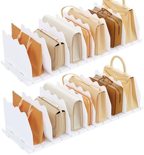 SPACEKEEPER Shelf Divider for Closet,2 Pcs Adjustable Purse Organizer,White by SPACEKEEPER