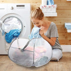 Collapsible Laundry Baskets, 90L Large Foldable Laundry Basket, Durable Mesh Pop Up Hampers for Laundry, Dirty Clothes Laundry Hamper for Bedroom, Bathroom, Dorm, Laundry Room, Travel or Camping Grey - Image 2