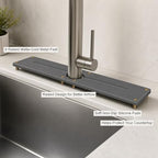 2PCS Stone Faucet Mat for Kitchen Sink, Water Absorbing Sink Tray Organizer for Bathroom Counter, Diatomite Soap Dish Coaster Caddy Riser, Sponge Holder Dispenser Mat, Dark Gray, 23.6" x 4", 1 Set - Image 4