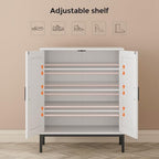 Homleke Farmhouse Shoe Cabinet with 2 Barn Doors & Metal Legs - Image 5