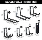 3-H Super Heavy Duty Garage Wall Hooks 18 Pack, One-Piece Construction Garage Wall Hooks, Garage Hanger & Organizer Wall Mount for Ladders, Bikes, Chairs, WeedEaters, Shovels, Garden Tools (Black) - Image 2