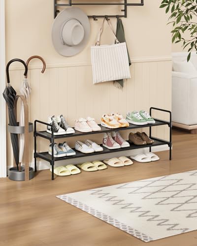 Kitsure Long Shoe Rack for Closet, 36.1" Wide - 2 Tiers, Black | Shoe Organizer for Front Door Entrance, Stackable Shoe Shelf, Closet Organizers and Storage - Image 2