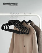 SONGMICS Velvet Hangers 60 Pack, Non-Slip Clothes Hangers, Space-Saving | Suit Hangers with Shoulder Notches, Pants Bar, 360° Swivel Hook, for Closet, Ink Black, BREANNA Collection UCRF030B01 - Image 2