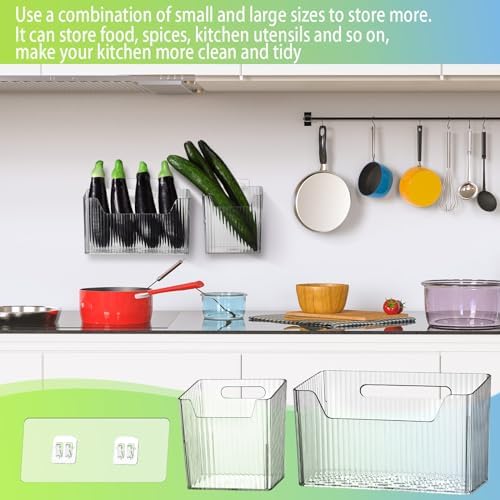 SiliFine 8 Pcs Cabinet Door Organizer Bin Wall Mount Organizer,3.94'',Clear - Image 4