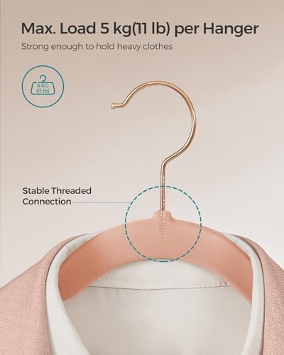 SONGMICS Velvet Hangers 100 Pack, Non-Slip Suit Hangers, Space-Saving | Clothes Hangers with Shoulder Notches, Pants Bar, 360° Swivel Hook, for Closet, Jelly Pink - Image 5